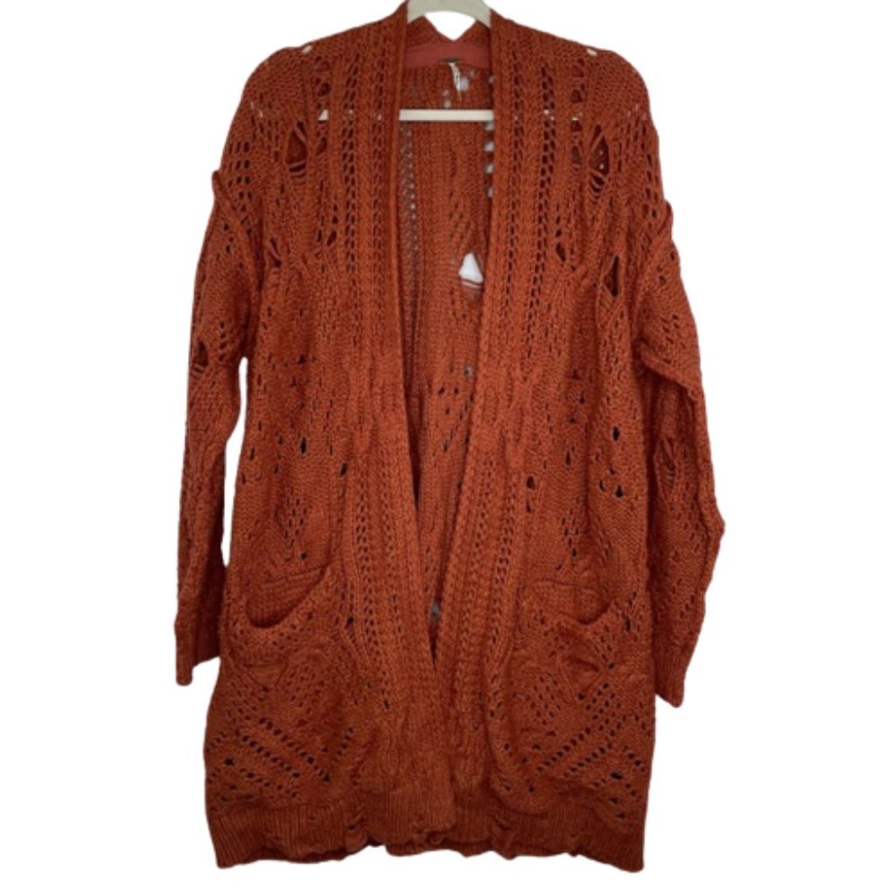 Free People Rust Knit Cardigan size L